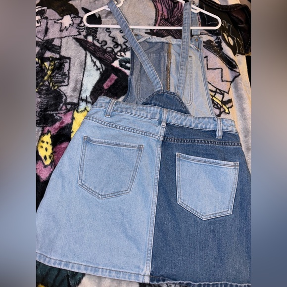 Pacsun Jean Skirt Overalls, Two-Toned - Picture 2 of 3